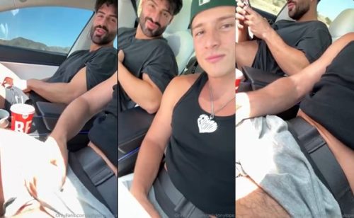 OnlyFans: Tony Lopez and Nicolli Lerikos – fooling around with our cocks on a roadtrip